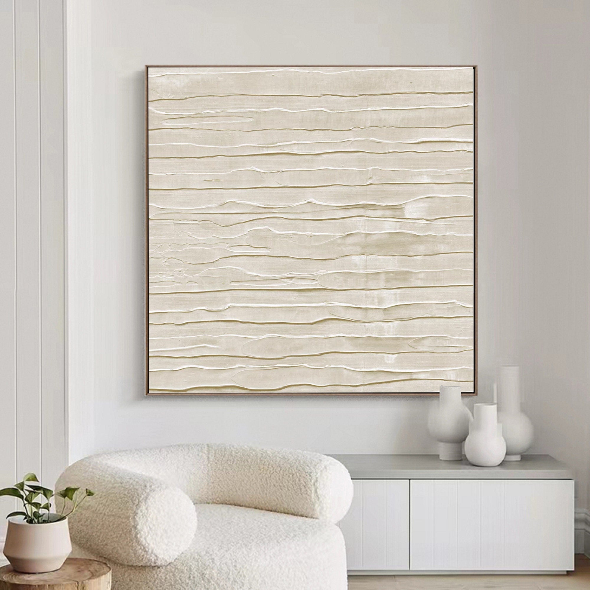 Wabi-sabi Art Minimalist Plaster Art Beige Abstract Texture Painting Beige Wall Decor Plaster Texture Wall Art Minimalist Art Brown 3D Oil  Wall Art On Canvas