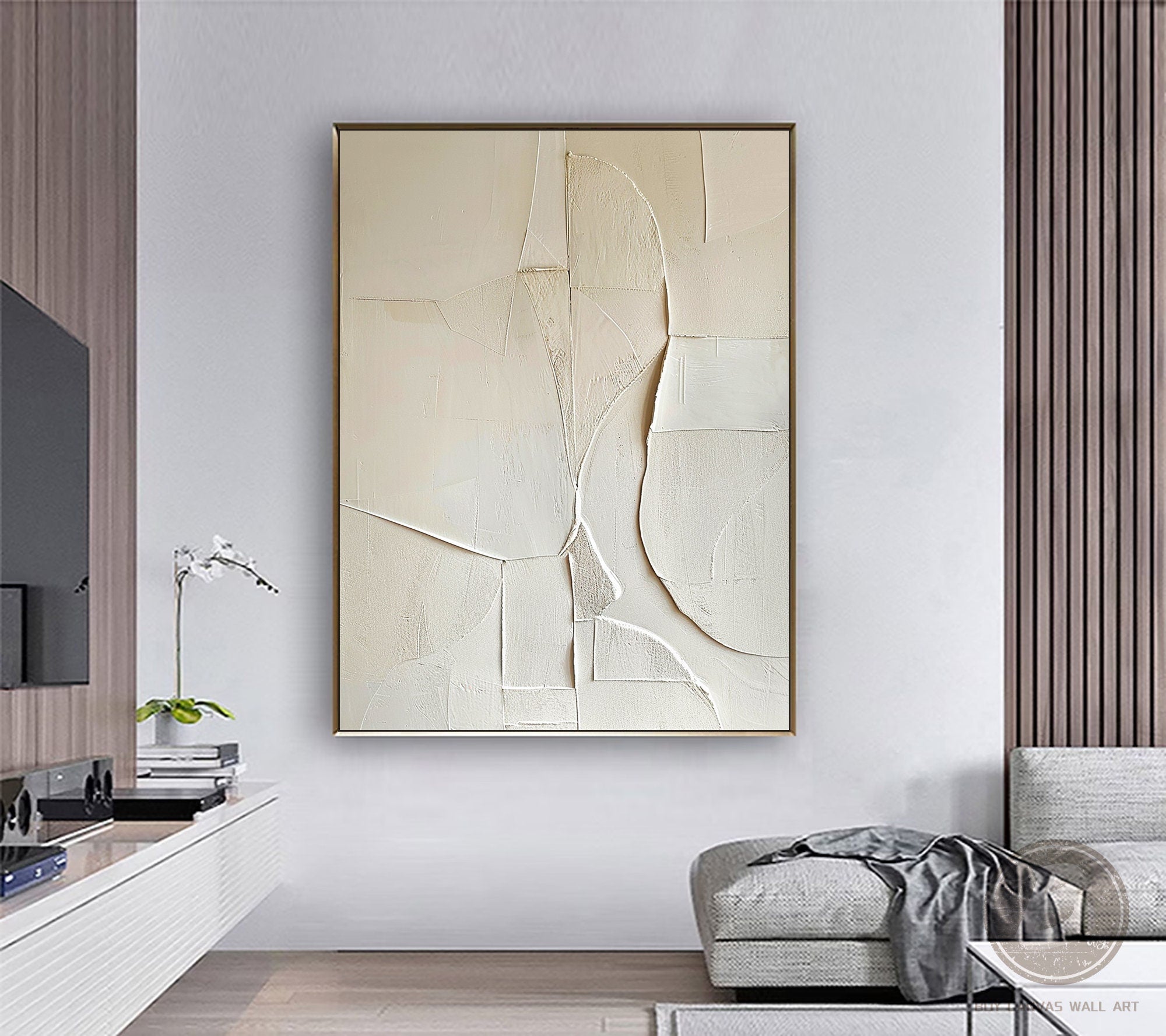 Pure Beige Minimalist Art Wabi-sabi Wall Art Beige Minimalist 3D Oil Plaster Wall Art On Canvas Pure Beige Wall Decor Beige Texture Painting Beige Plaster Wall Art 