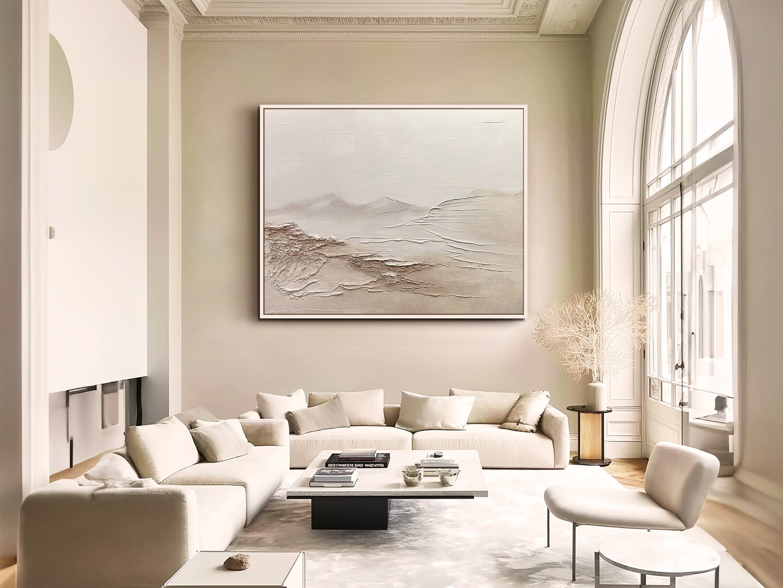 Large Abstract Painting nordic 3D Oil Plaster Painting On Canvas colorful Painting Colorful Wall Art  original Boho Texture Painting Beige minimalist Art neutral Abstract Painting