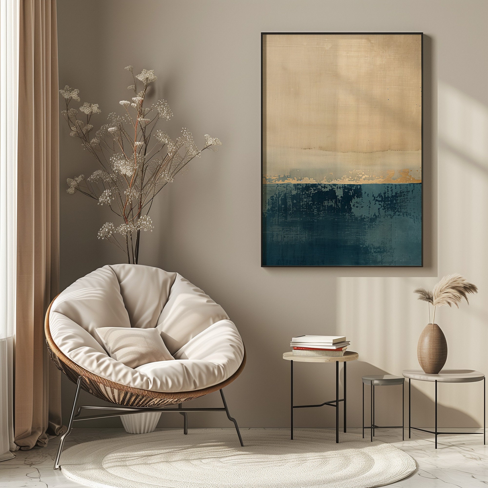 Wabi-sabi Art Brown Minimalist Plaster Art Blue Abstract Texture Painting Beige Wall Decor Plaster Texture Wall Art Minimalist Art Brown 3D Oil  Plaster Wall Art On Canvas