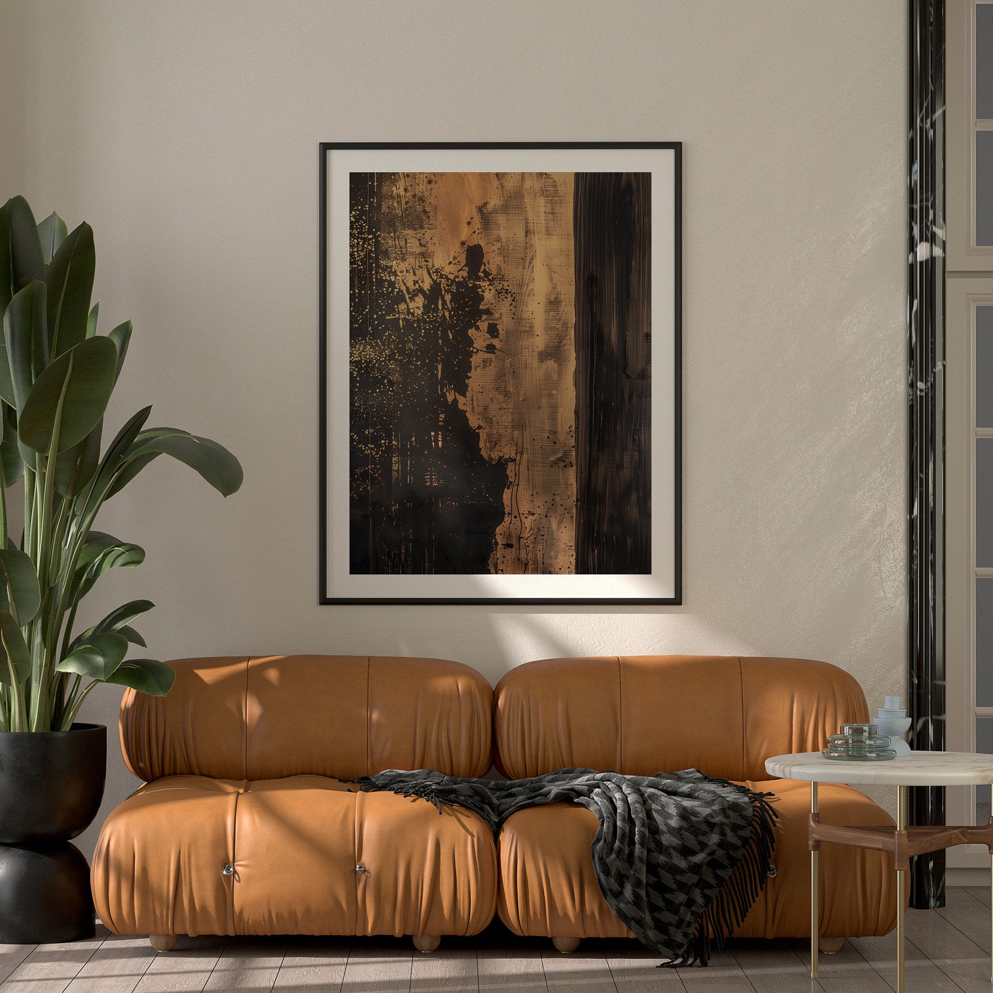 Wabi-sabi Art Brown Minimalist Plaster Art Beige Abstract Texture Painting Brown Wall Decor Plaster Texture Wall Art Minimalist Art Brown 3D Oil  Plaster Wall Art On Canvas