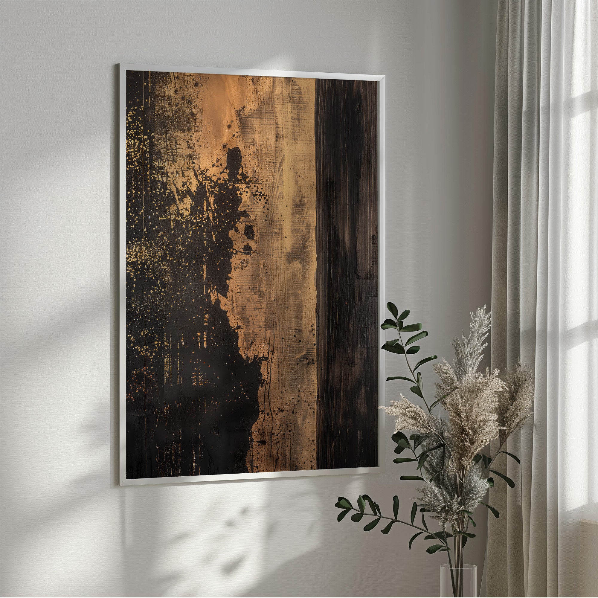 Wabi-sabi Art Brown Minimalist Plaster Art Beige Abstract Texture Painting Brown Wall Decor Plaster Texture Wall Art Minimalist Art Brown 3D Oil  Plaster Wall Art On Canvas