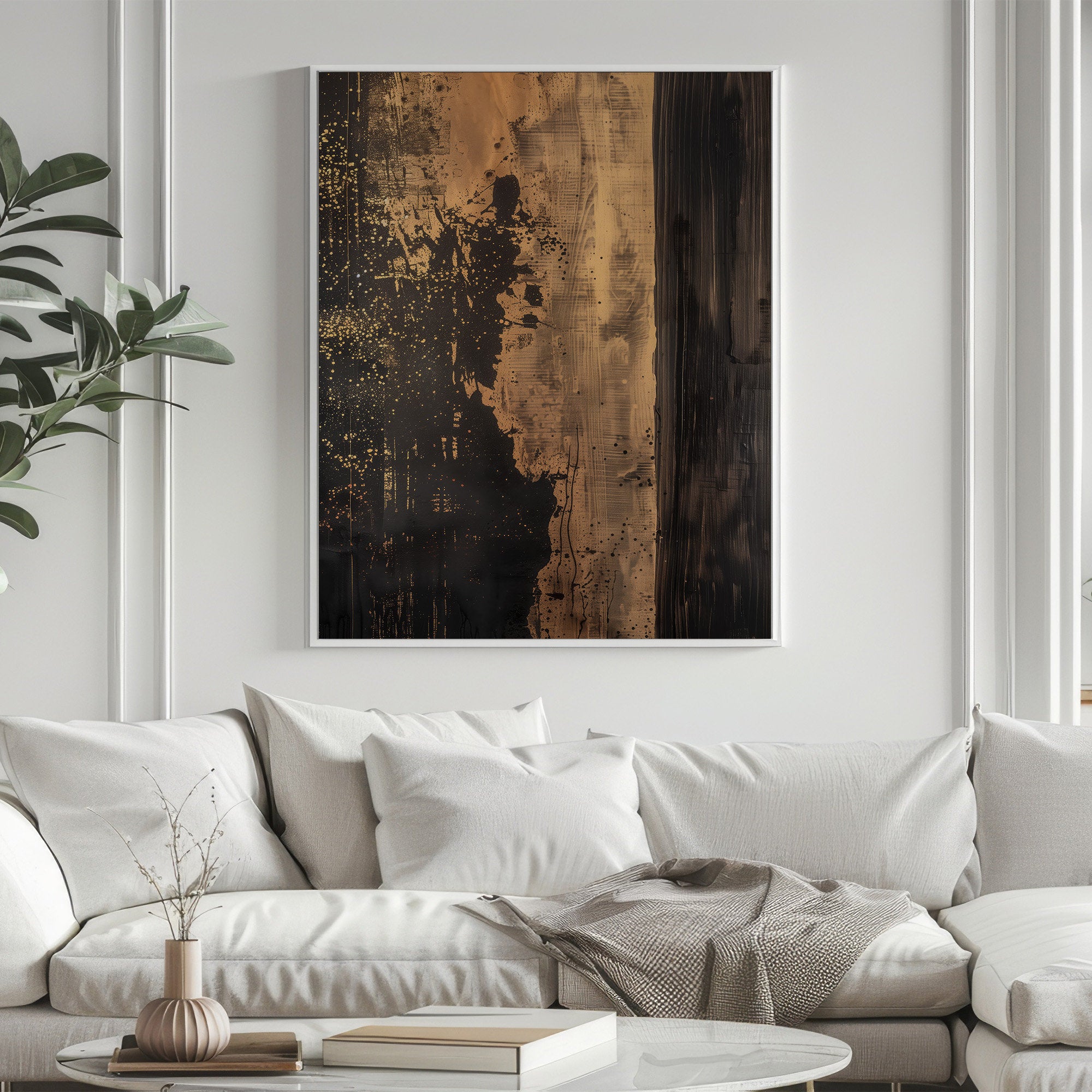 Wabi-sabi Art Brown Minimalist Plaster Art Beige Abstract Texture Painting Brown Wall Decor Plaster Texture Wall Art Minimalist Art Brown 3D Oil  Plaster Wall Art On Canvas