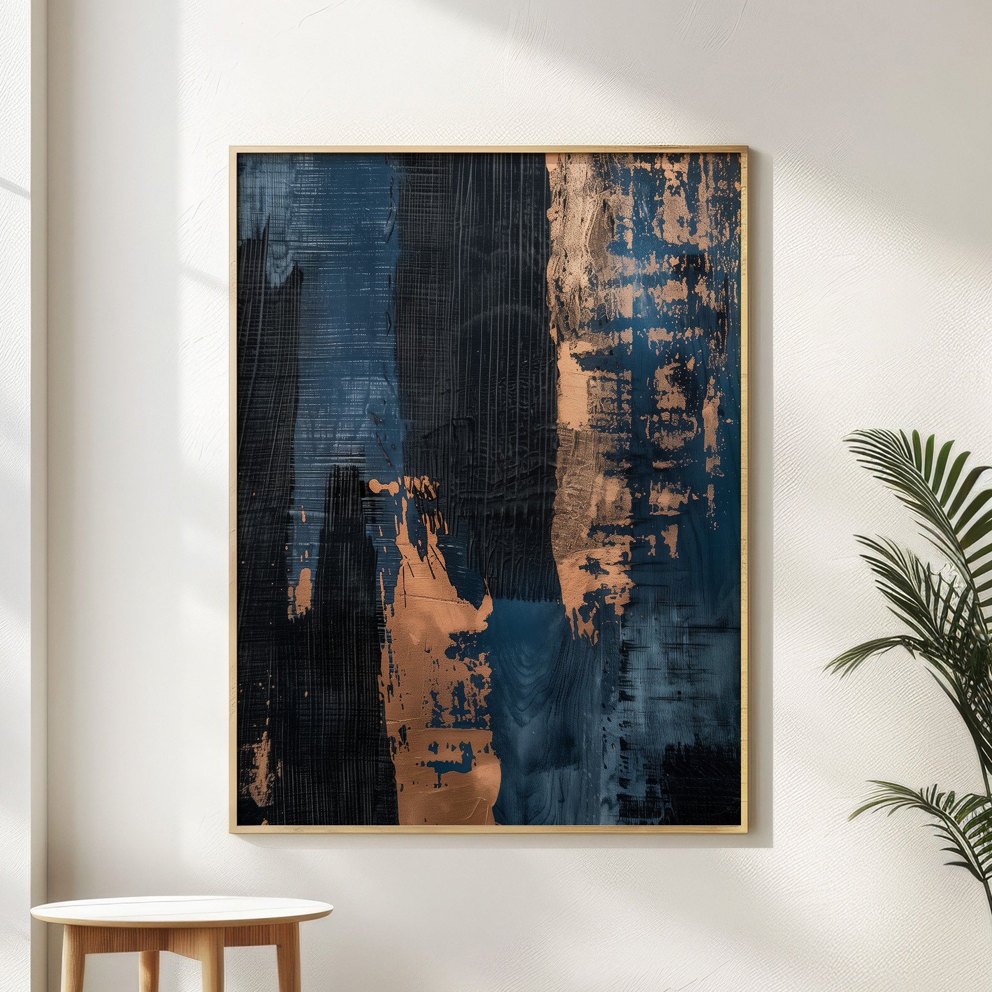 Wabi-sabi Art Brown Minimalist Plaster Art Blue Abstract Texture Painting Beige Wall Decor Plaster Texture Wall Art Minimalist Art Brown 3D Oil  Plaster Wall Art On Canvas