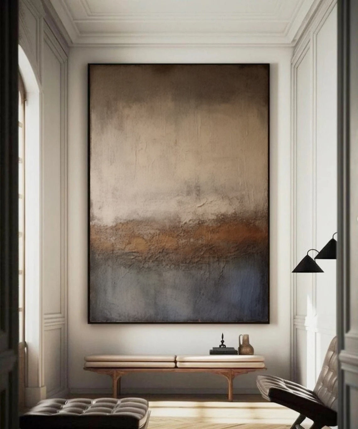 Wabi-sabi Art Brown Minimalist Plaster Art Black Abstract Texture Painting Beige Wall Decor Plaster Texture Wall Art Minimalist Art Brown 3D Oil  Plaster Wall Art On Canvas