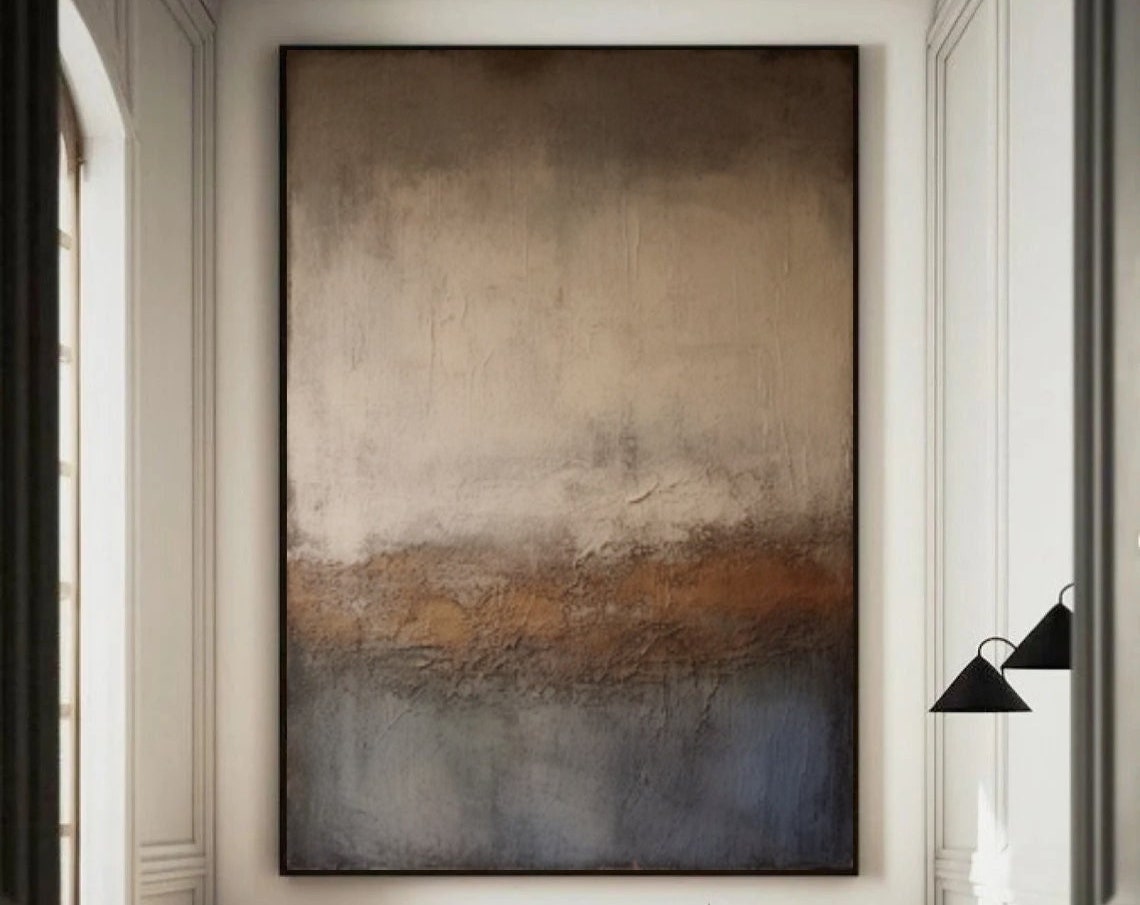 Wabi-sabi Art Brown Minimalist Plaster Art Black Abstract Texture Painting Beige Wall Decor Plaster Texture Wall Art Minimalist Art Brown 3D Oil  Plaster Wall Art On Canvas