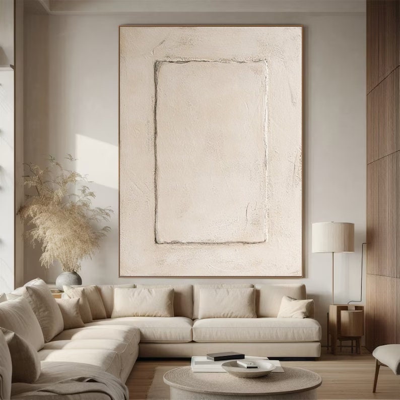 Wabi-sabi Art Brown Minimalist Plaster Art Beige Abstract Texture Painting Beige Wall Decor Plaster Texture Wall Art Minimalist Art Brown 3D Oil  Plaster Wall Art On Canvas