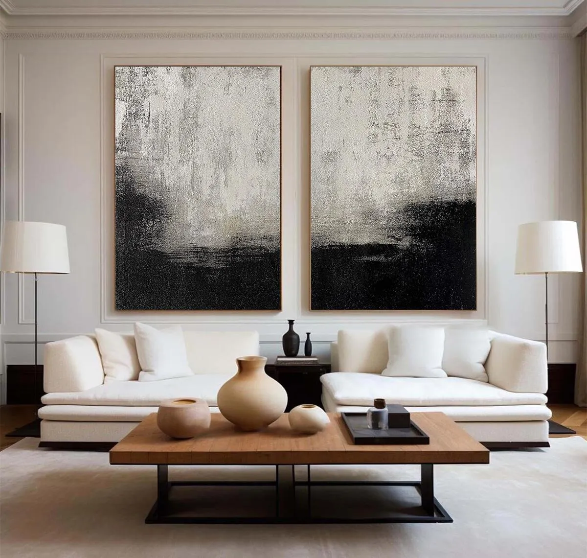 Wabi-sabi Art Black Minimalist Plaster Art White Texture Painting Abstract Wall Decor Plaster Texture Wall Art Minimalist Art  3D Oil Canvas Wall Art 