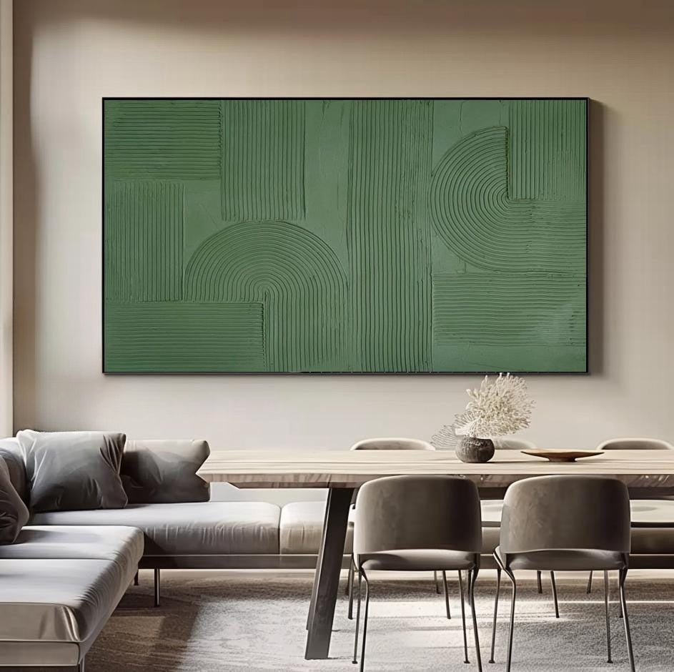 Wabi-sabi Art Green Minimalist Plaster Art Green Texture Painting Green Wall Decor Plaster Texture Wall Art Minimalist Art Brown 3D Oil Canvas Wall Art 