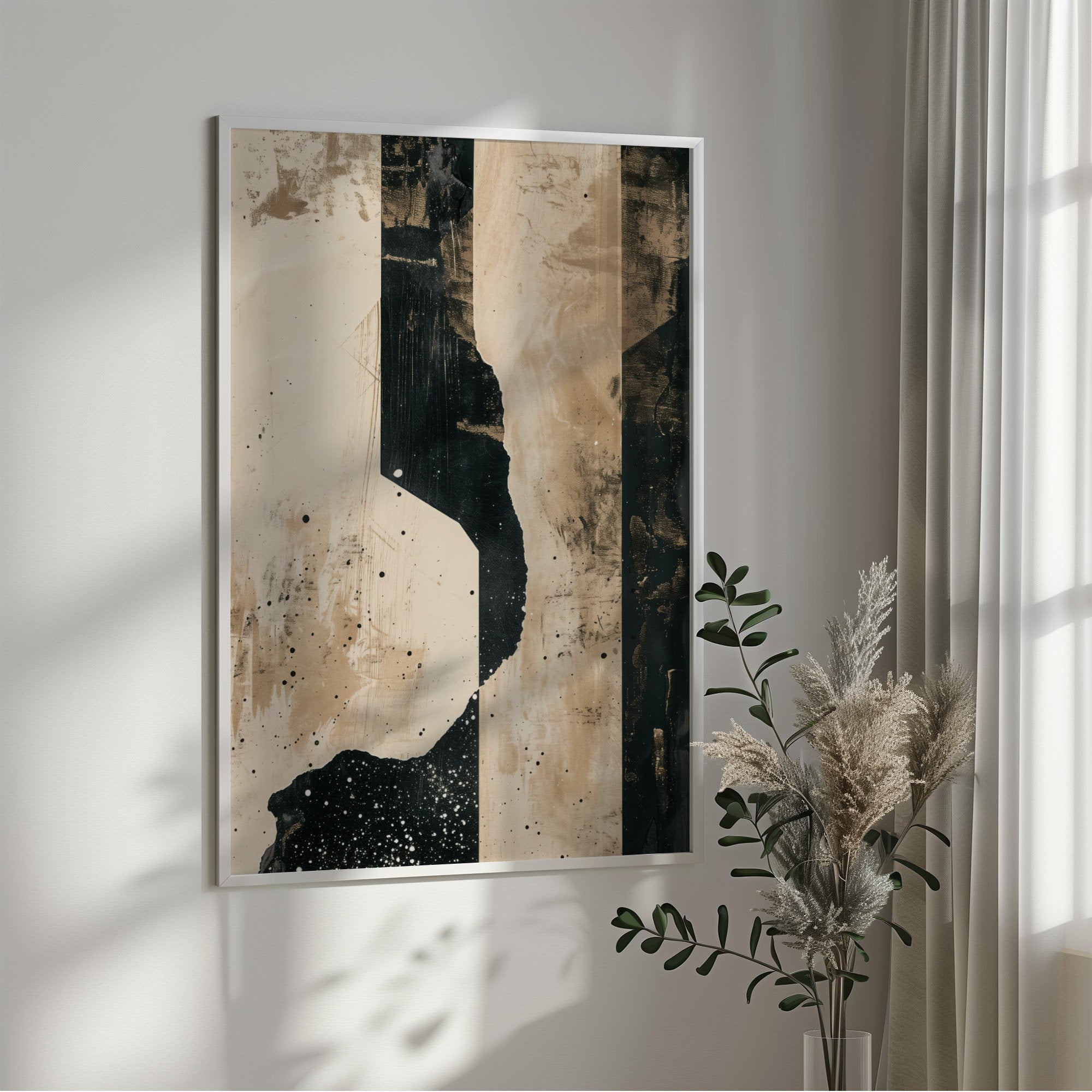 Wabi-sabi Art Brown Minimalist Plaster Art Black Abstract Texture Painting Beige Wall Decor Plaster Texture Wall Art Minimalist Art Brown 3D Oil  Plaster Wall Art On Canvas