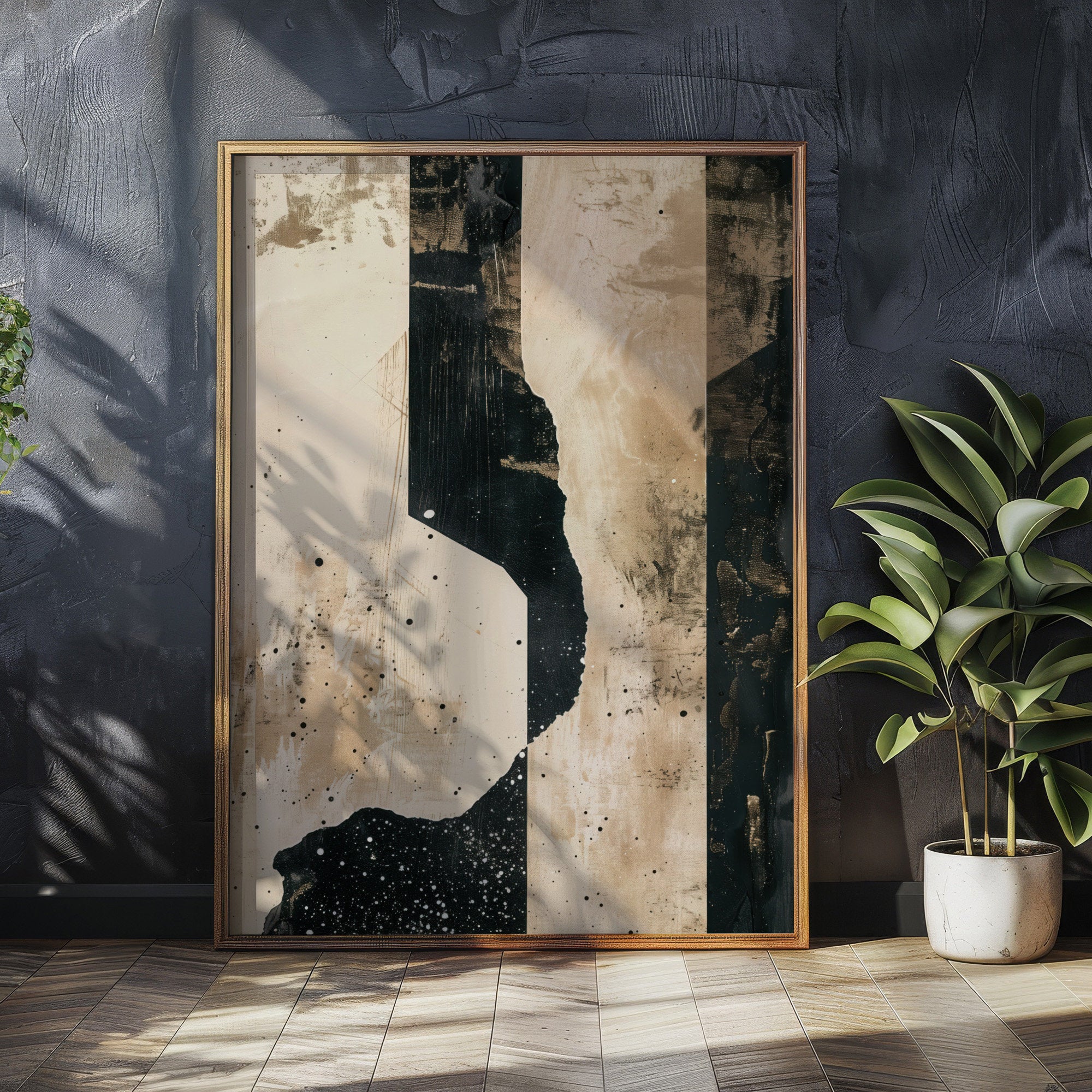 Wabi-sabi Art Brown Minimalist Plaster Art Black Abstract Texture Painting Beige Wall Decor Plaster Texture Wall Art Minimalist Art Brown 3D Oil  Plaster Wall Art On Canvas