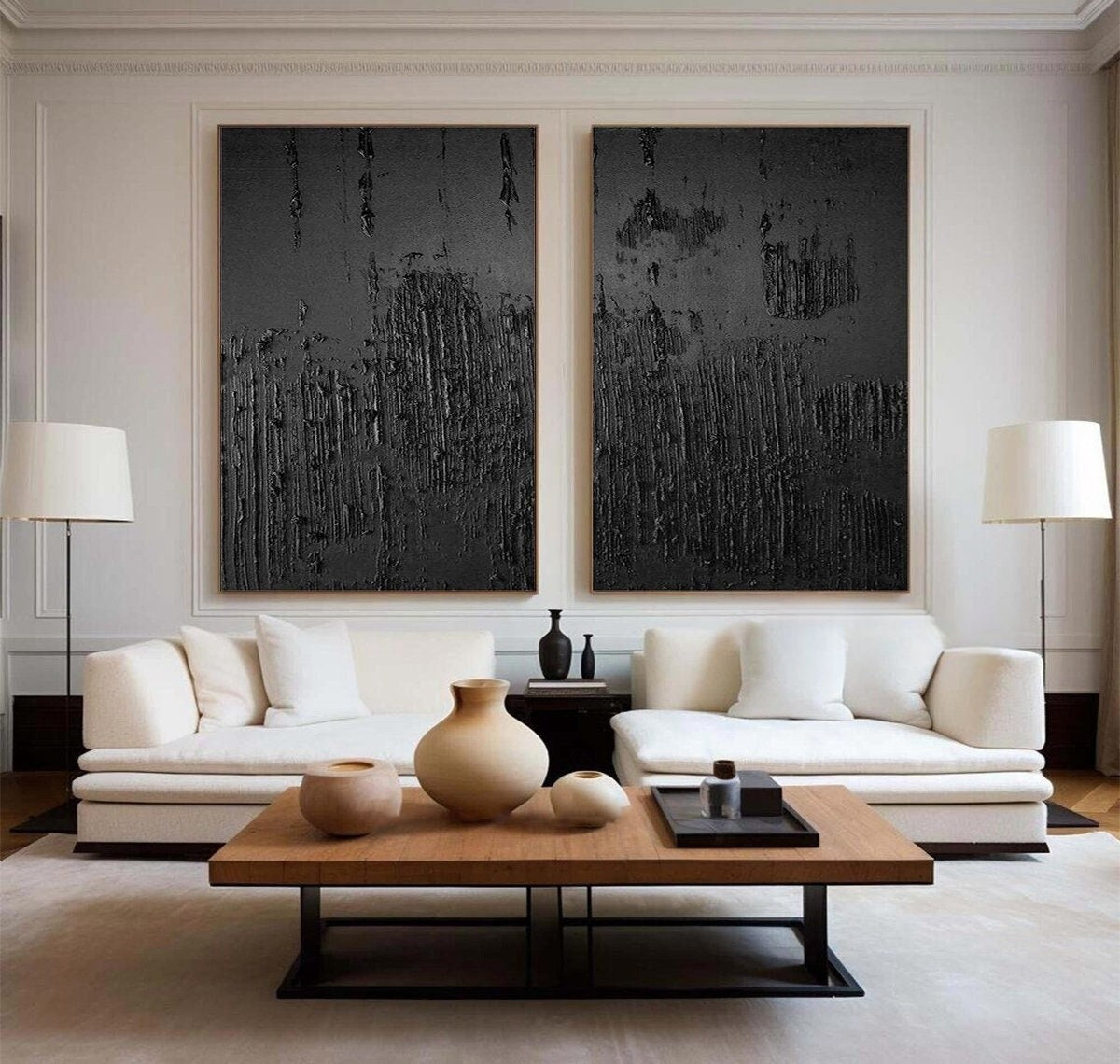 Wabi-sabi Art Black Minimalist Plaster Art Texture Painting Abstract Wall Decor Plaster Texture Wall Art Minimalist Art  3D Oil Canvas Wall Art 