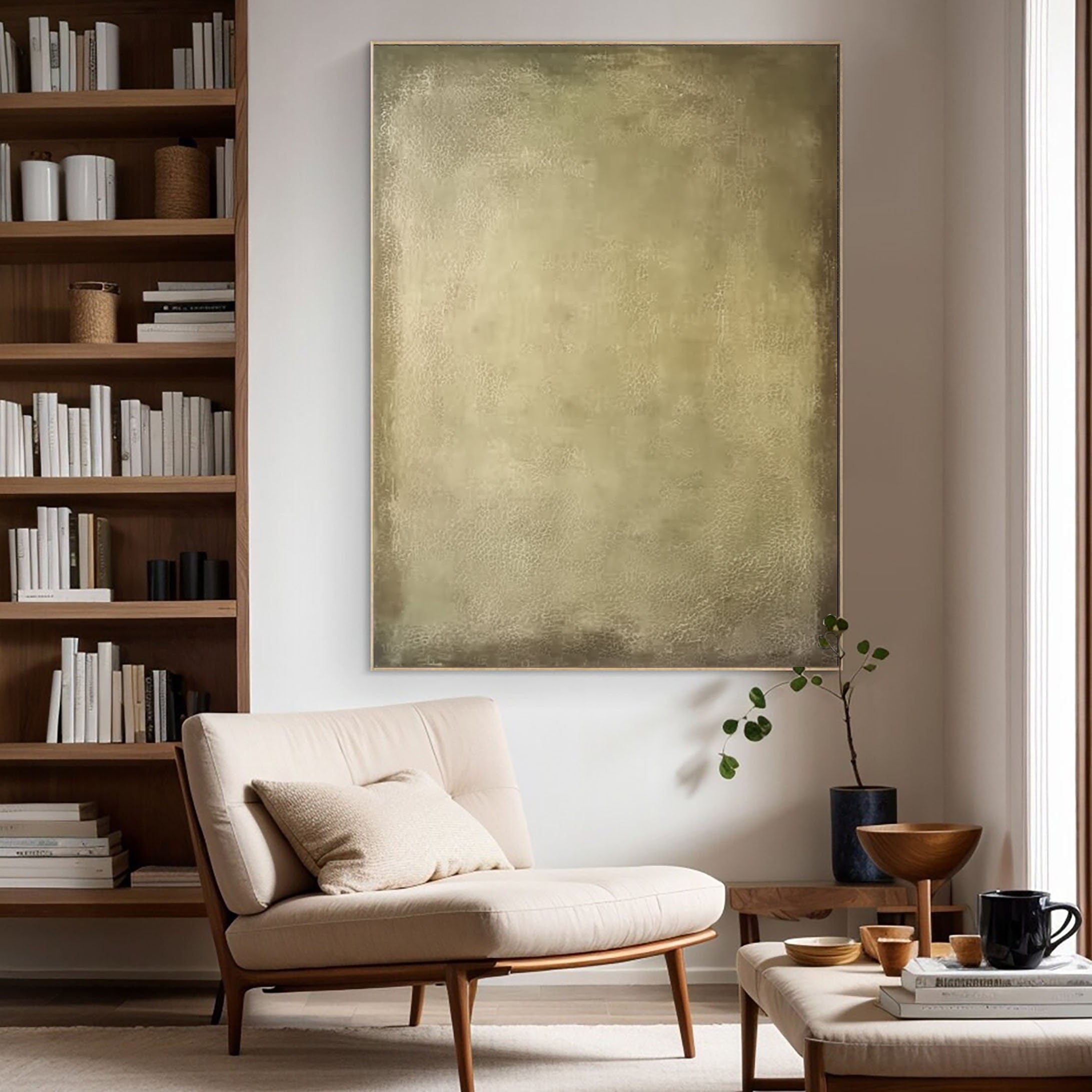 Wabi-sabi Art Beige Minimalist Plaster Art Beige Abstract Texture Painting Beige Wall Decor Plaster Texture Wall Art Minimalist Art Green 3D Oil  Plaster Wall Art On Canvas