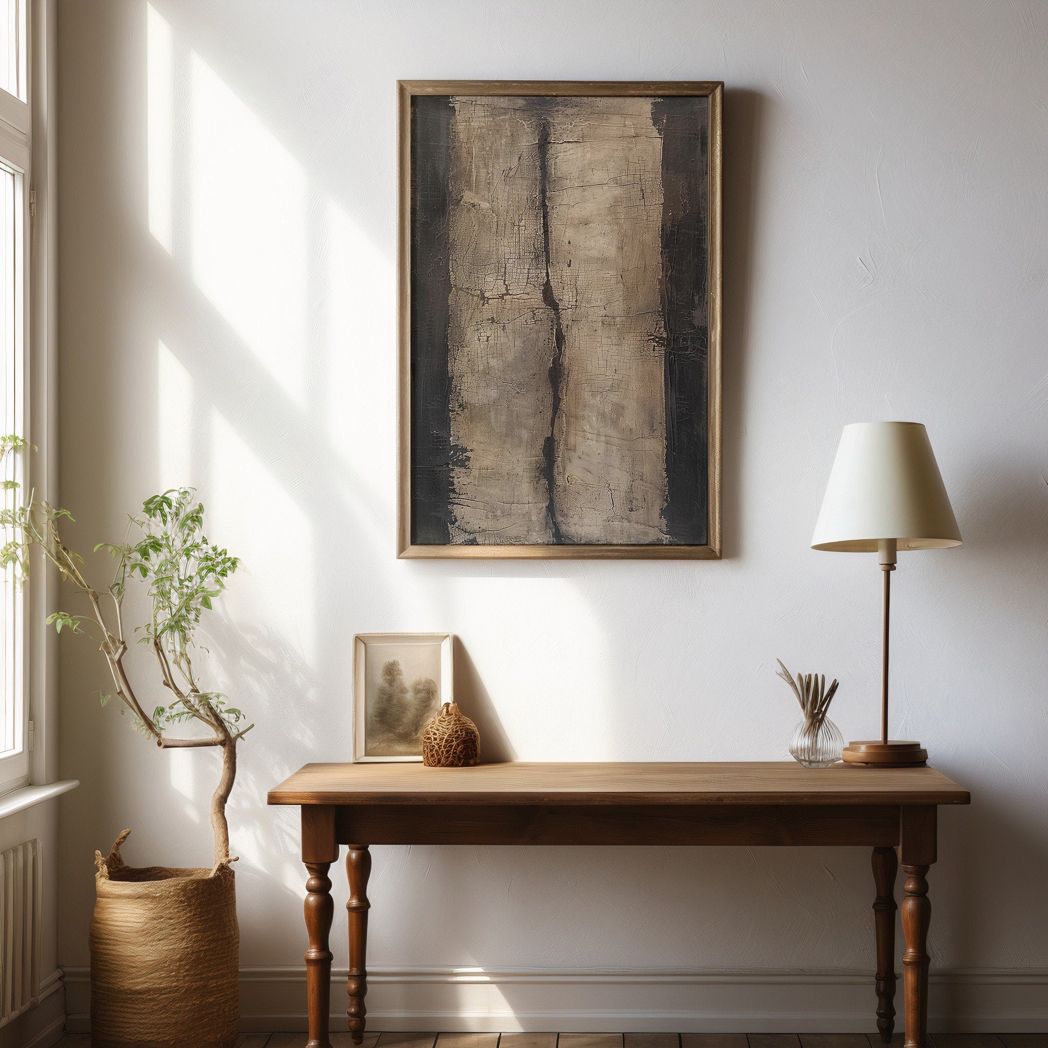 Wabi-sabi Art Brown Minimalist Plaster Art Beige Abstract Texture Painting Beige Wall Decor Plaster Texture Wall Art Minimalist Art Brown 3D Oil  Plaster Wall Art On Canvas