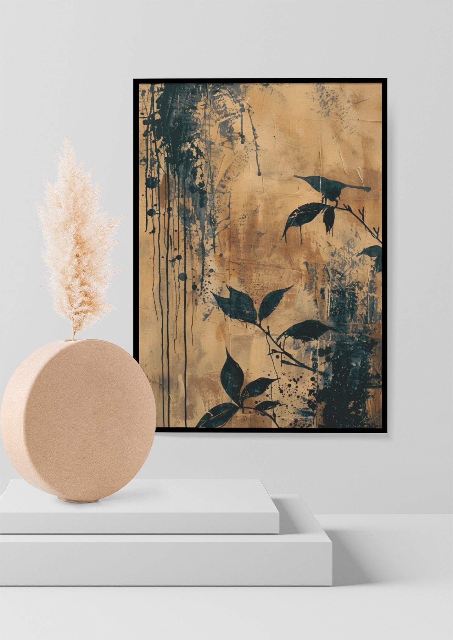 Wabi-sabi Art Brown Minimalist Plaster Art Black Abstract Texture Painting Beige Wall Decor Plaster Texture Wall Art Minimalist Art Brown 3D Oil  Plaster Wall Art On Canvas