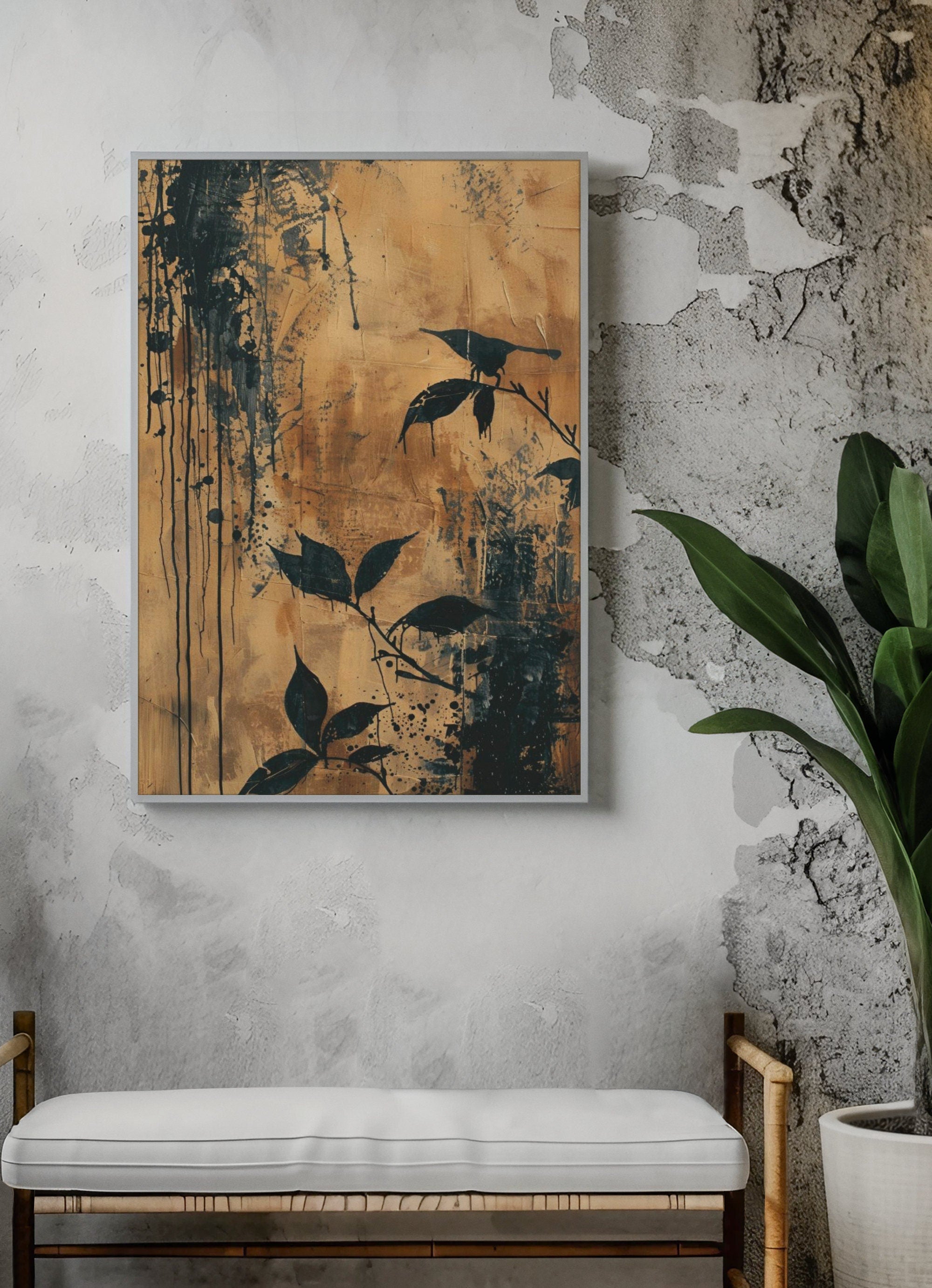 Wabi-sabi Art Brown Minimalist Plaster Art Black Abstract Texture Painting Beige Wall Decor Plaster Texture Wall Art Minimalist Art Brown 3D Oil  Plaster Wall Art On Canvas