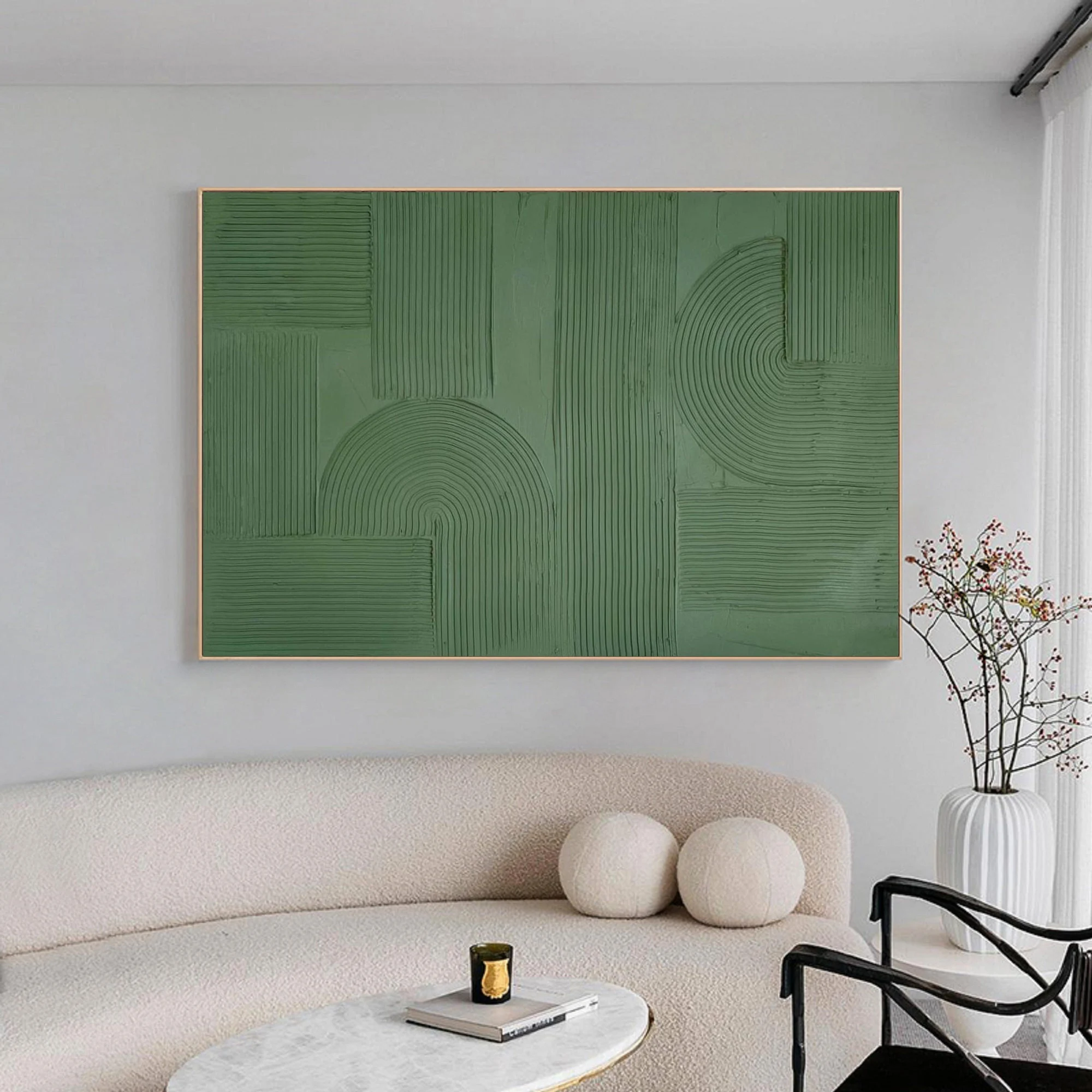 Wabi-sabi Art Green Minimalist Plaster Art Green Texture Painting Green Wall Decor Plaster Texture Wall Art Minimalist Art Brown 3D Oil Canvas Wall Art 