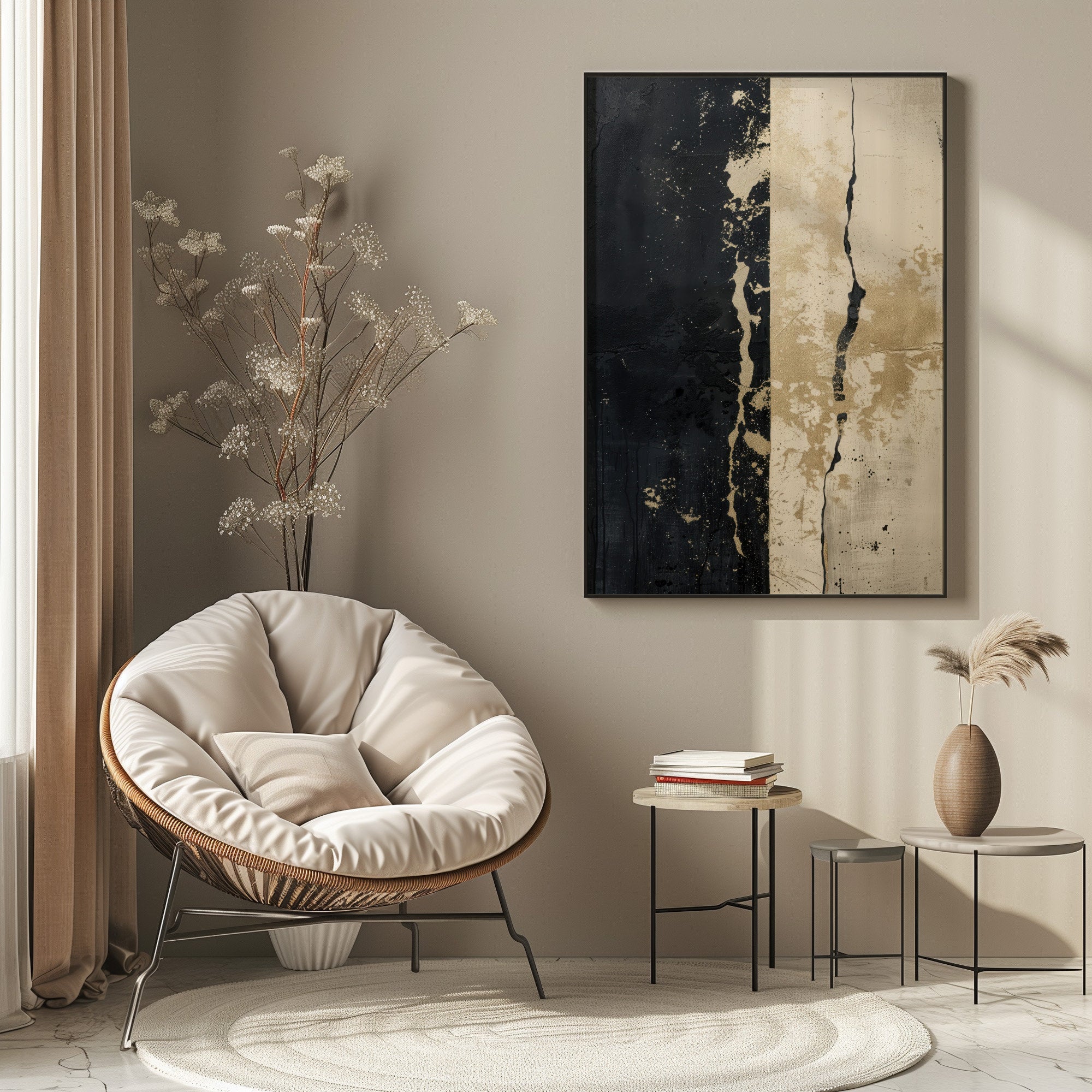 Wabi-sabi Art Brown Minimalist Plaster Art Black Abstract Texture Painting Beige Wall Decor Plaster Texture Wall Art Minimalist Art Brown 3D Oil  Plaster Wall Art On Canvas