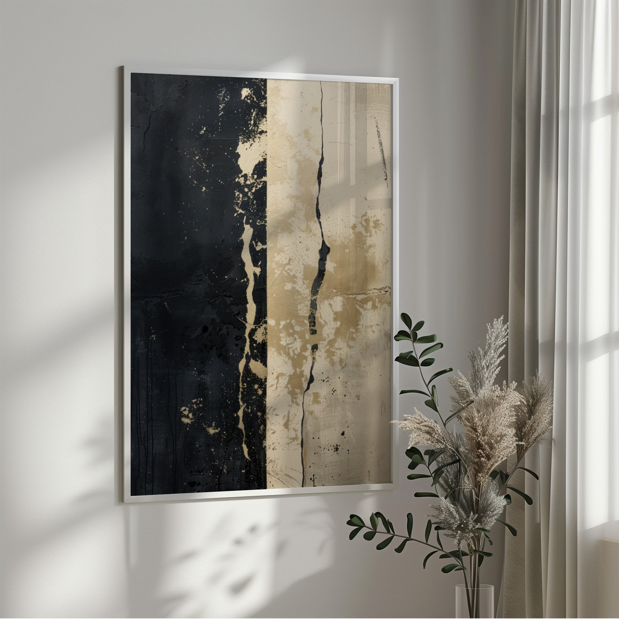 Wabi-sabi Art Brown Minimalist Plaster Art Black Abstract Texture Painting Beige Wall Decor Plaster Texture Wall Art Minimalist Art Brown 3D Oil  Plaster Wall Art On Canvas