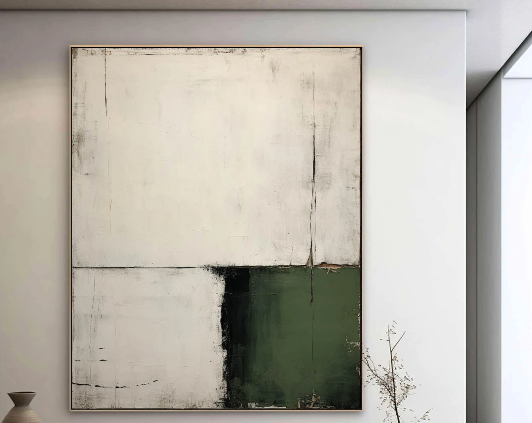 Large Green Abstract Painting Green Painting Texture Painting Green Minimalist Painting Minimalist Art Green Plaster Wall Art Mid Century 3D Oil Plaster Painting On Canvas colorful Painting Colorful Wall Art  original Boho Texture Painting minimalist Art neutral Abstract Painting