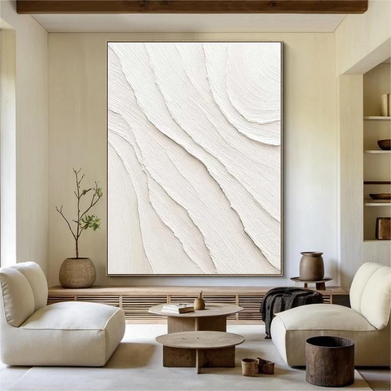 Wabi-sabi Art Minimalist Plaster Art Beige Abstract Texture Painting Beige Wall Decor Plaster Texture Wall Art Minimalist Art Brown 3D Oil  Wall Art On Canvas