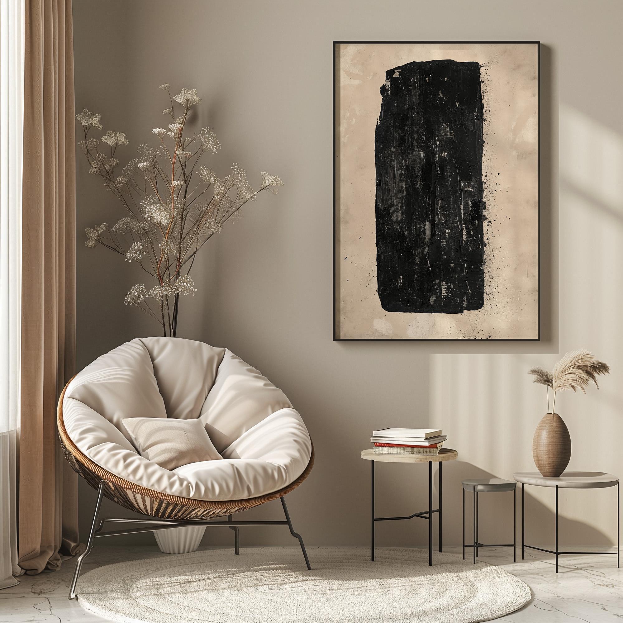 Wabi-sabi Art Brown Minimalist Plaster Art Black Abstract Texture Painting Beige Wall Decor Plaster Texture Wall Art Minimalist Art Brown 3D Oil  Plaster Wall Art On Canvas