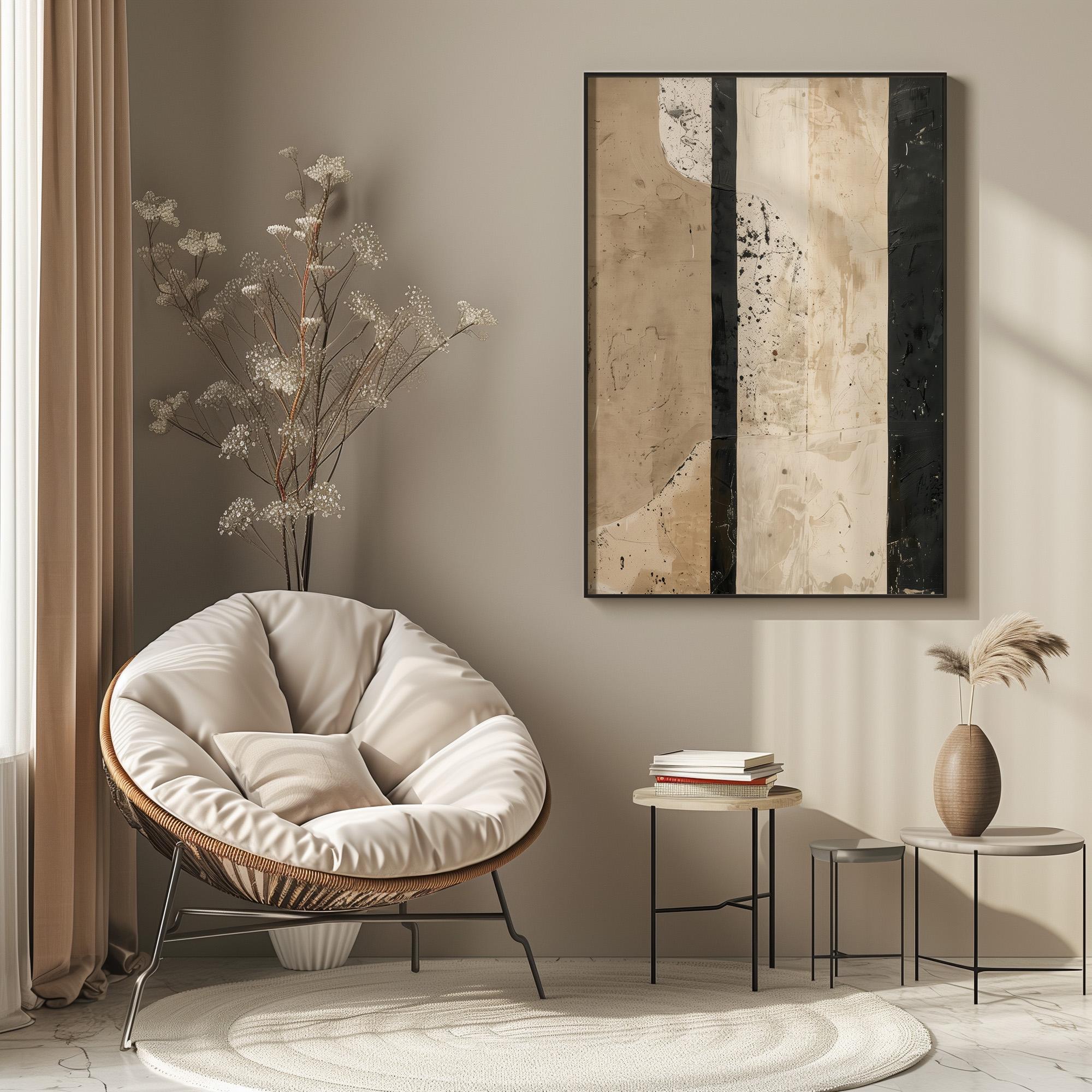 Wabi-sabi Art Brown Minimalist Plaster Art Black Abstract Texture Painting Beige Wall Decor Plaster Texture Wall Art Minimalist Art Brown 3D Oil  Plaster Wall Art On Canvas