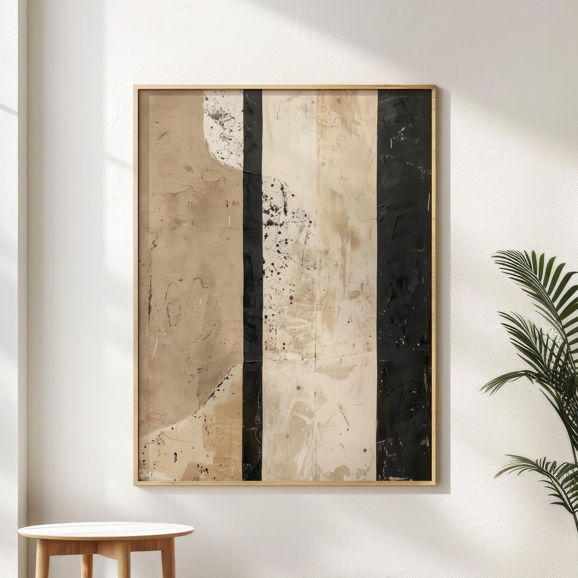 Wabi-sabi Art Brown Minimalist Plaster Art Black Abstract Texture Painting Beige Wall Decor Plaster Texture Wall Art Minimalist Art Brown 3D Oil  Plaster Wall Art On Canvas