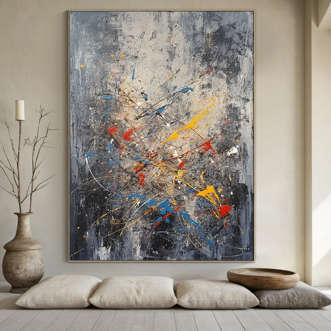 Large Abstract Painting nordic 3D Oil Plaster Painting On Canvas colorful Painting Colorful Wall Art  original Boho Texture Painting minimalist Art neutral Abstract Painting