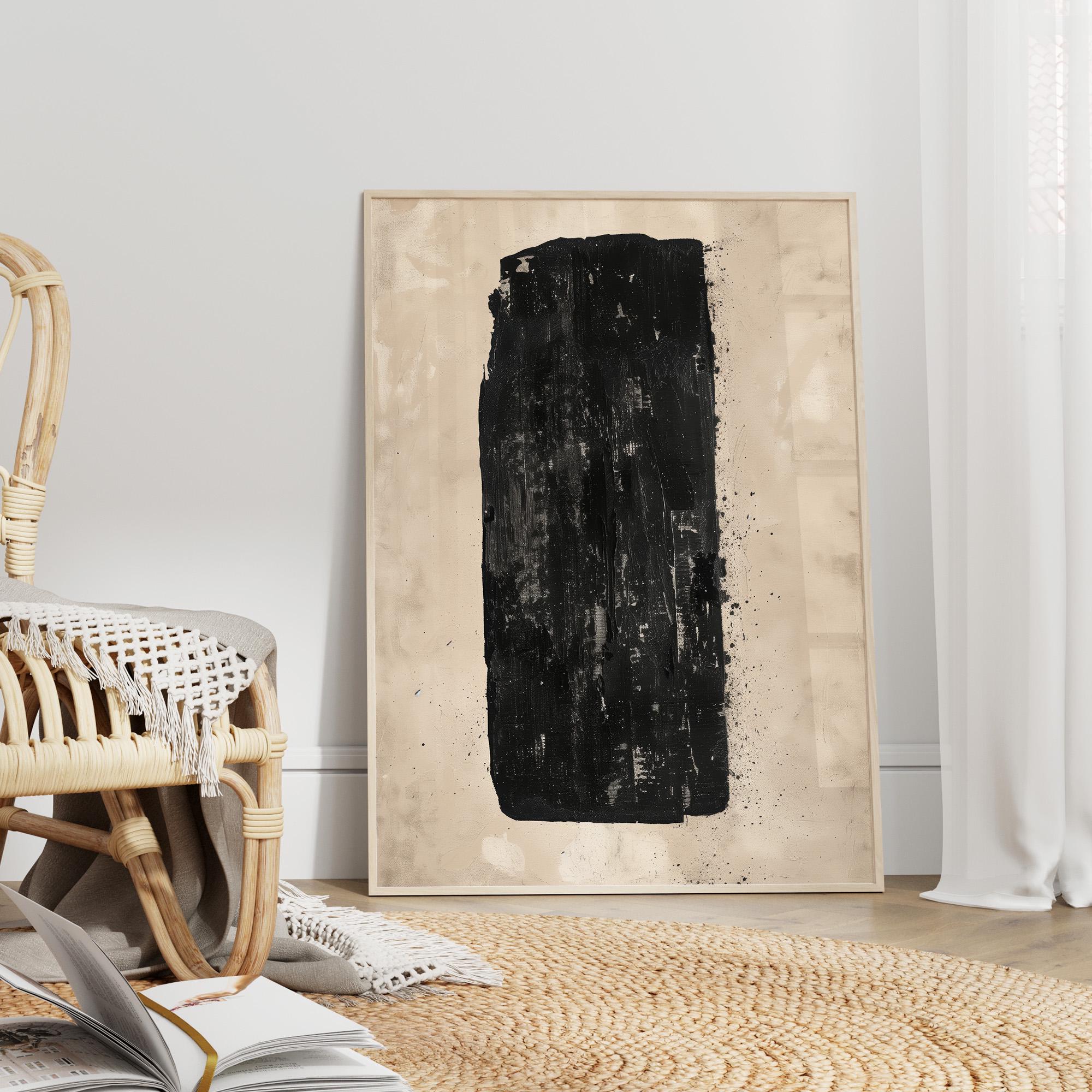 Wabi-sabi Art Brown Minimalist Plaster Art Black Abstract Texture Painting Beige Wall Decor Plaster Texture Wall Art Minimalist Art Brown 3D Oil  Plaster Wall Art On Canvas