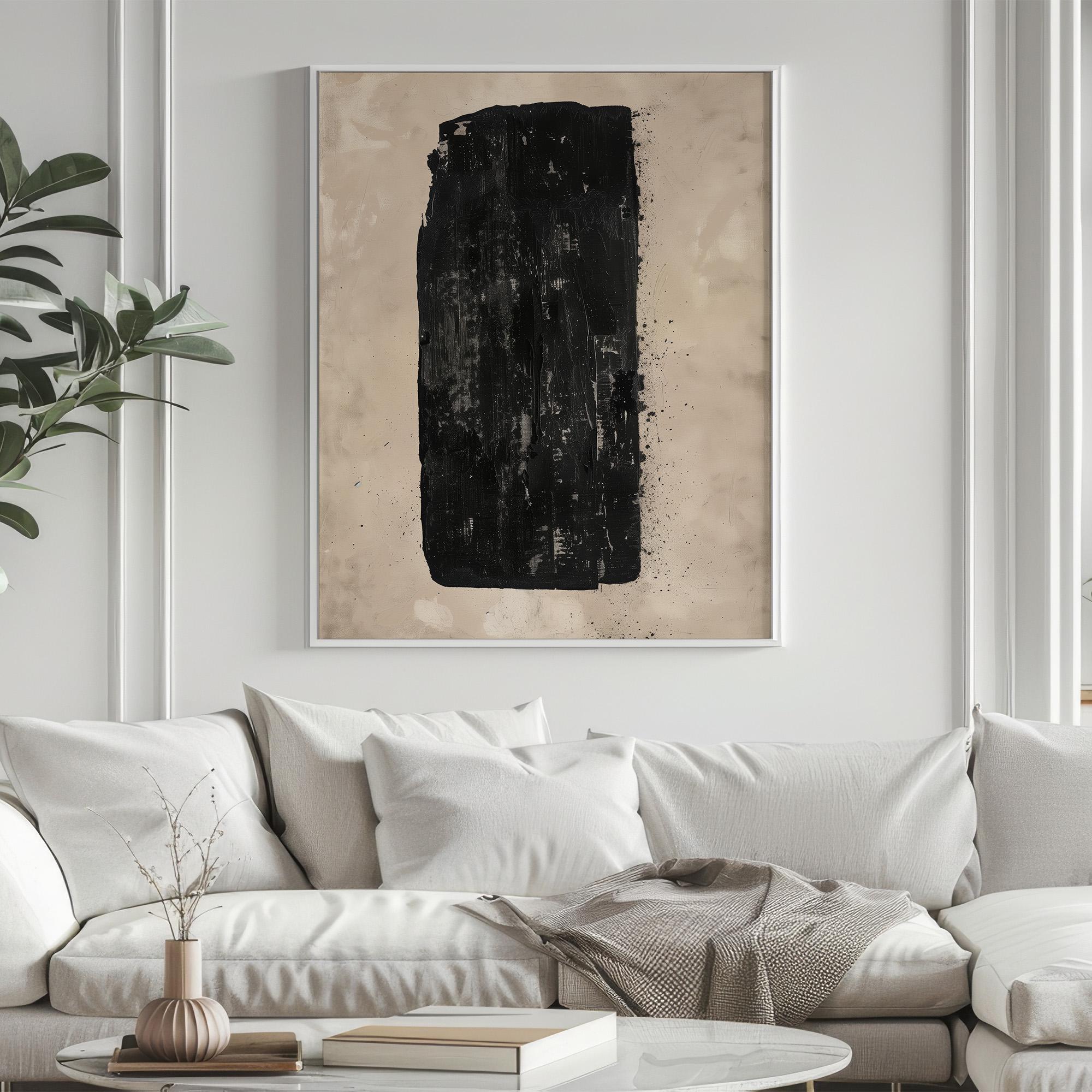 Wabi-sabi Art Brown Minimalist Plaster Art Black Abstract Texture Painting Beige Wall Decor Plaster Texture Wall Art Minimalist Art Brown 3D Oil  Plaster Wall Art On Canvas