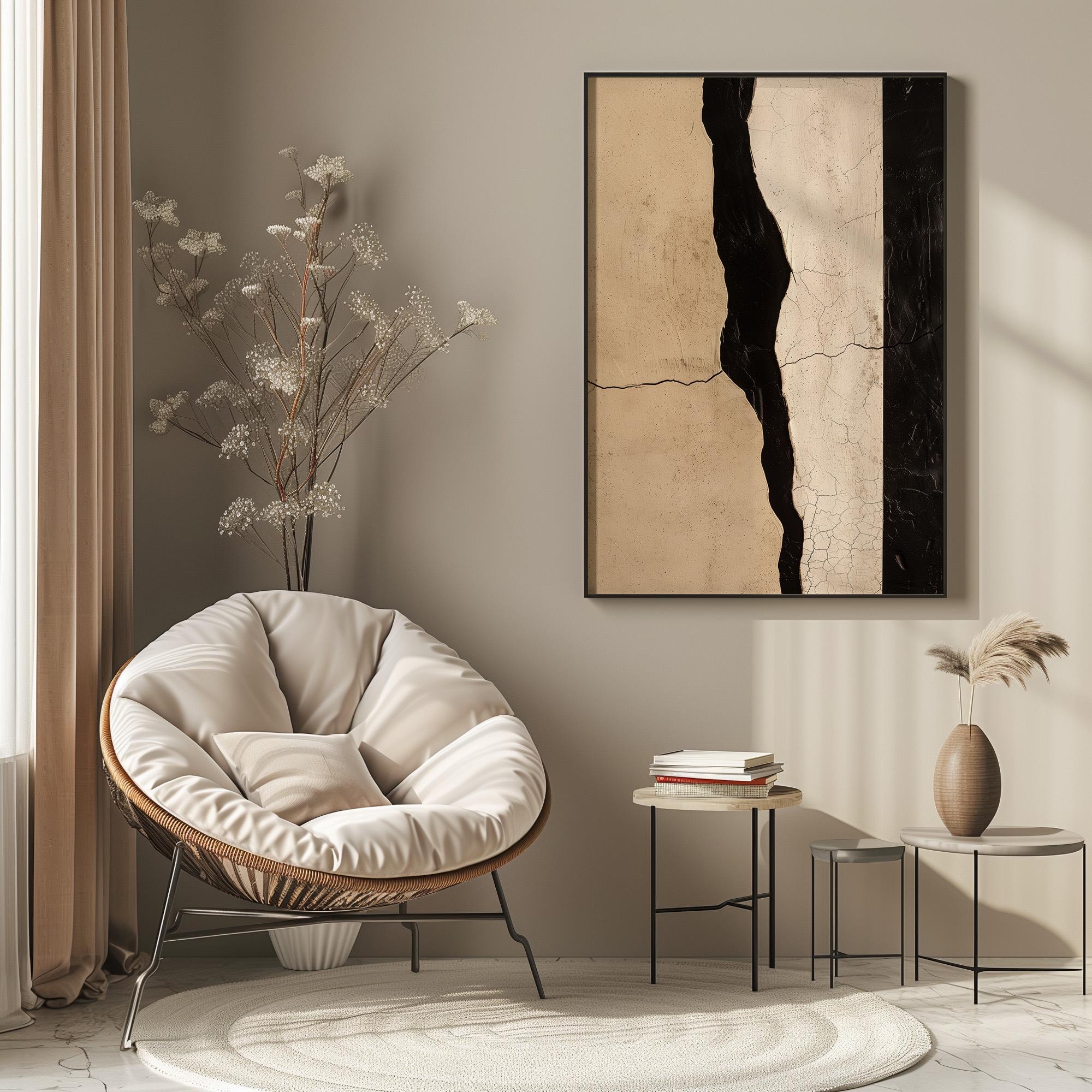 Wabi-sabi Art Brown Minimalist Plaster Art Black Abstract Texture Painting Beige Wall Decor Plaster Texture Wall Art Minimalist Art Brown 3D Oil  Plaster Wall Art On Canvas