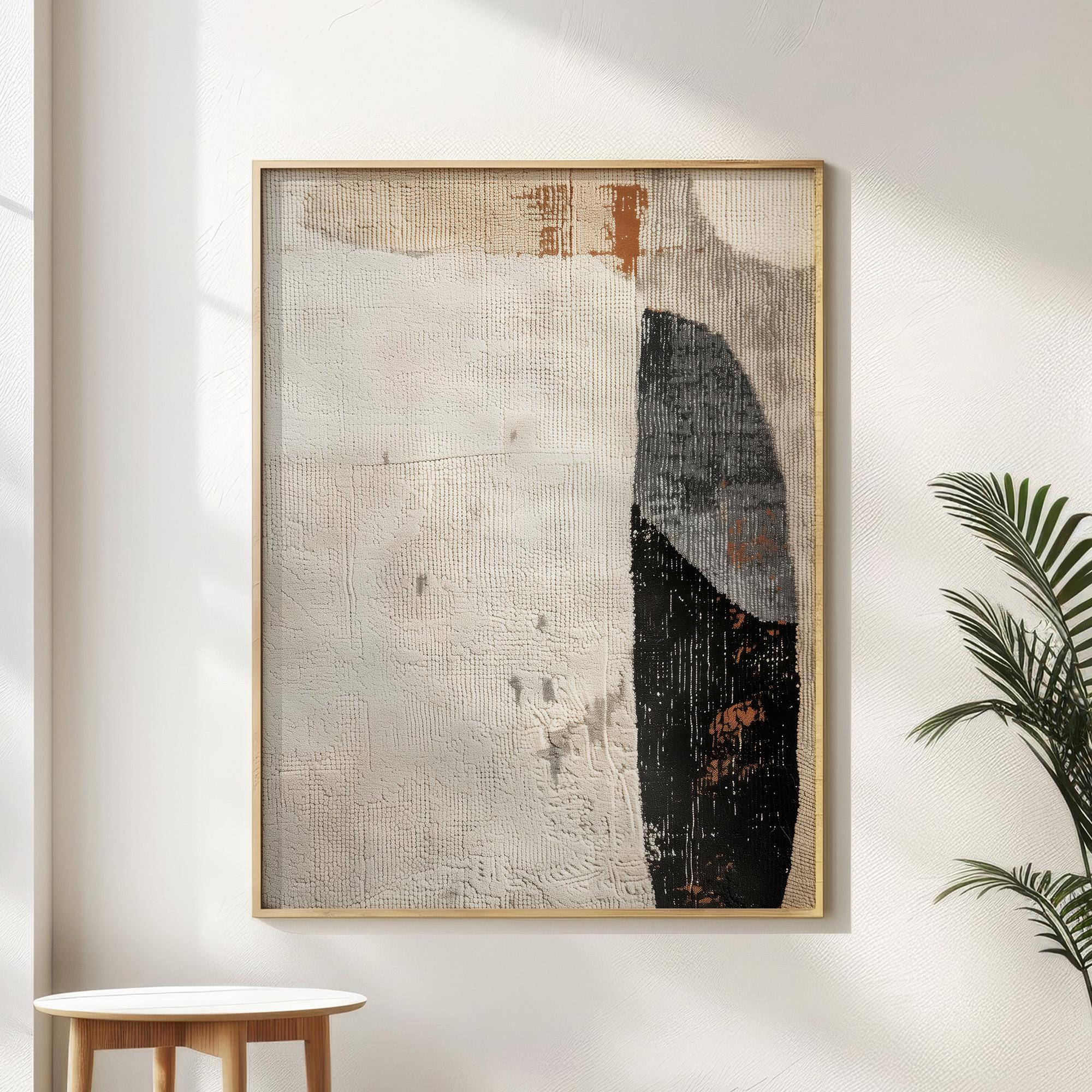 Wabi-sabi Art Brown Minimalist Plaster Art Beige Abstract Texture Painting Brown Wall Decor Plaster Texture Wall Art Minimalist Art Brown 3D Oil  Plaster Wall Art On Canvas