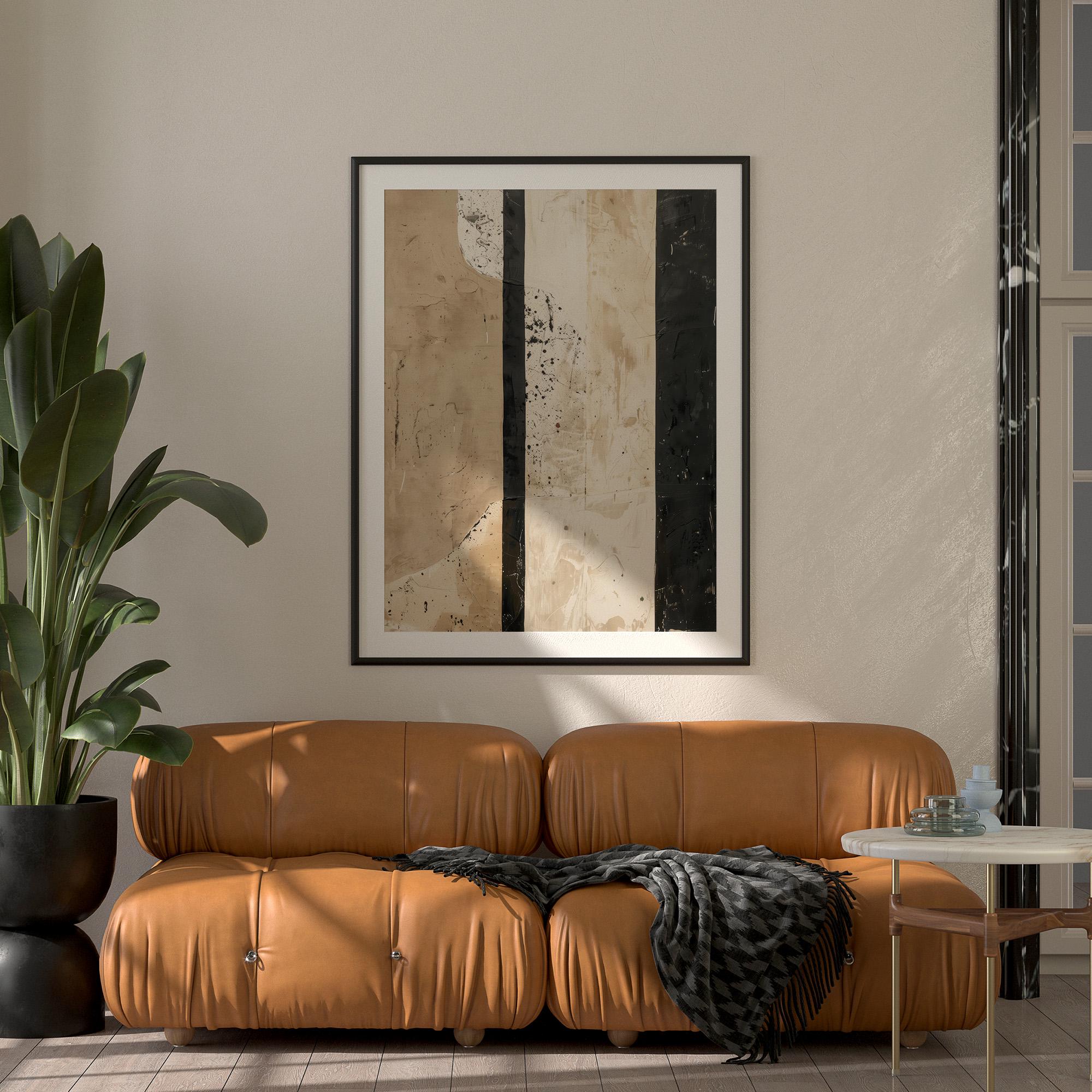 Wabi-sabi Art Brown Minimalist Plaster Art Black Abstract Texture Painting Beige Wall Decor Plaster Texture Wall Art Minimalist Art Brown 3D Oil  Plaster Wall Art On Canvas