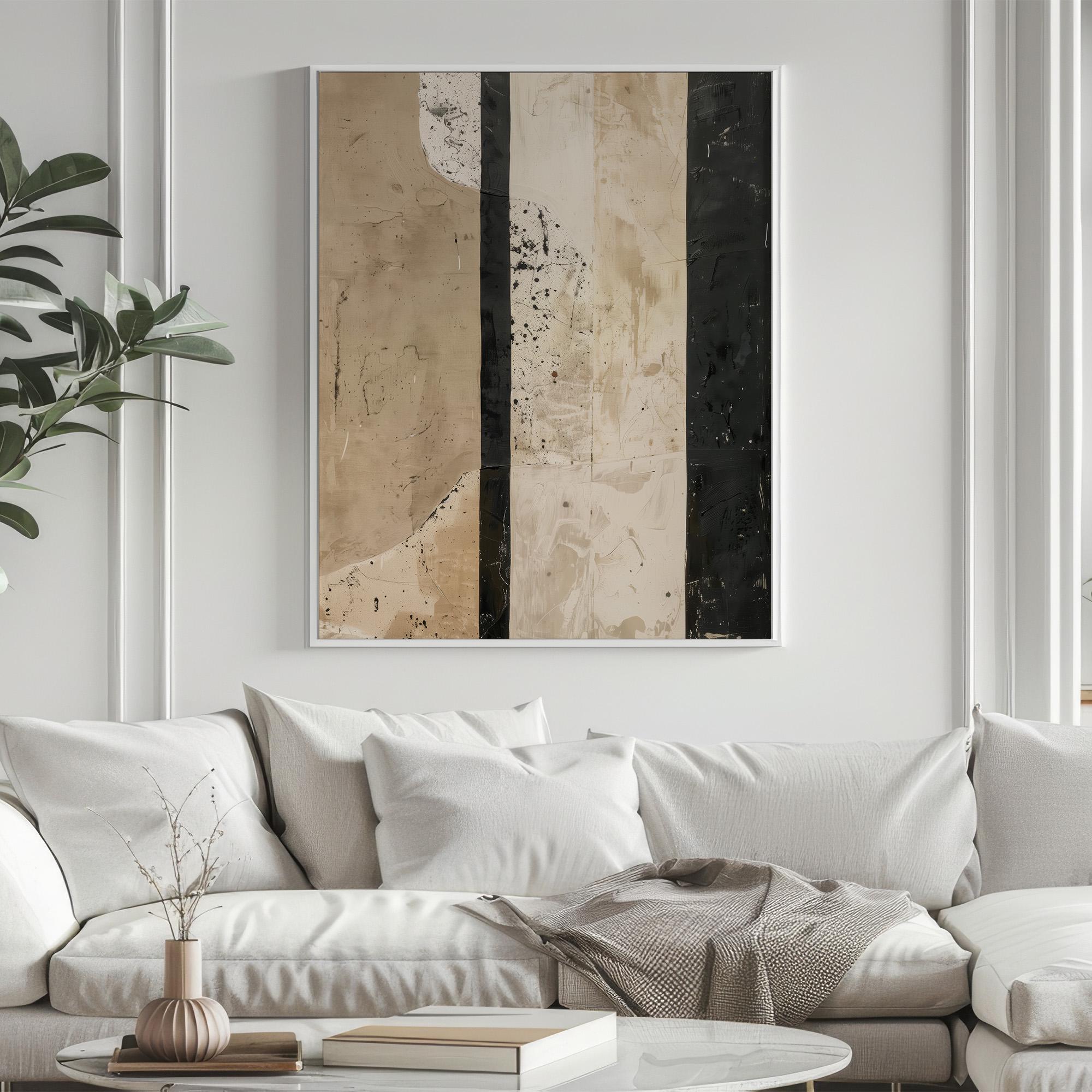 Wabi-sabi Art Brown Minimalist Plaster Art Black Abstract Texture Painting Beige Wall Decor Plaster Texture Wall Art Minimalist Art Brown 3D Oil  Plaster Wall Art On Canvas