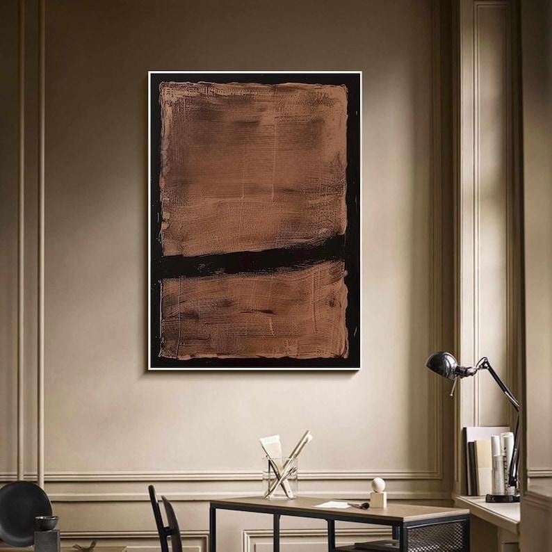 Wabi-sabi Art Brown Minimalist Plaster Art Black Abstract Texture Painting Beige Wall Decor Plaster Texture Wall Art Minimalist Art Brown 3D Oil  Plaster Wall Art On Canvas