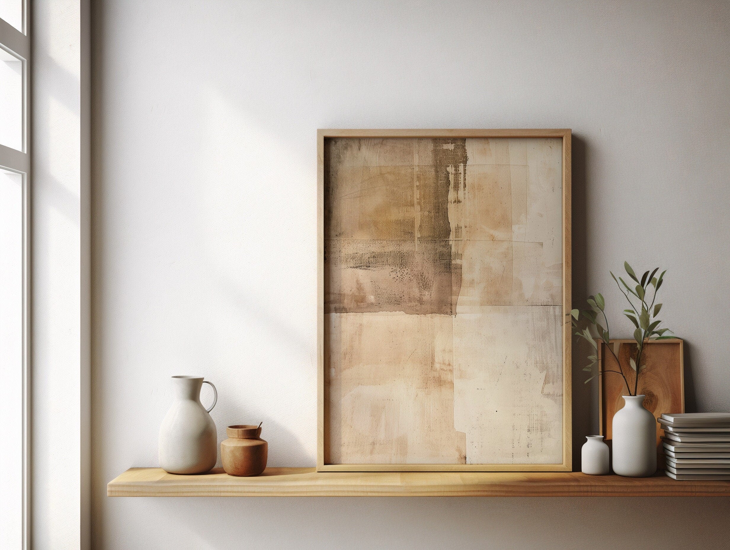 Wabi-sabi Art Brown Minimalist Plaster Art Beige Abstract Texture Painting Beige Wall Decor Plaster Texture Wall Art Minimalist Art Brown 3D Oil  Plaster Wall Art On Canvas