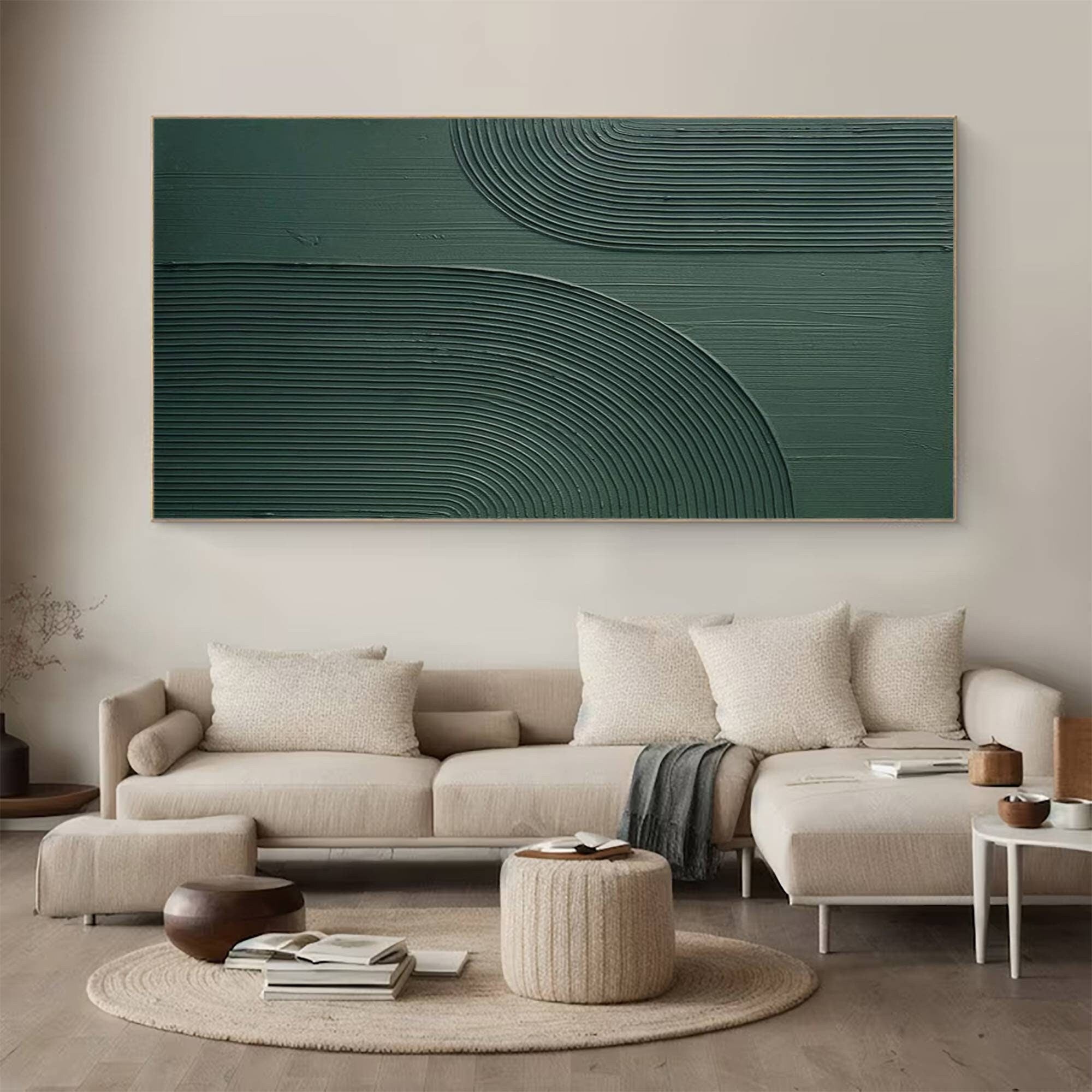 Wabi-sabi Art Green Minimalist Plaster Art Green Abstract Texture Painting Green Wall Decor Plaster Texture Wall Art Minimalist Art Green 3D Oil  Plaster Wall Art On Canvas