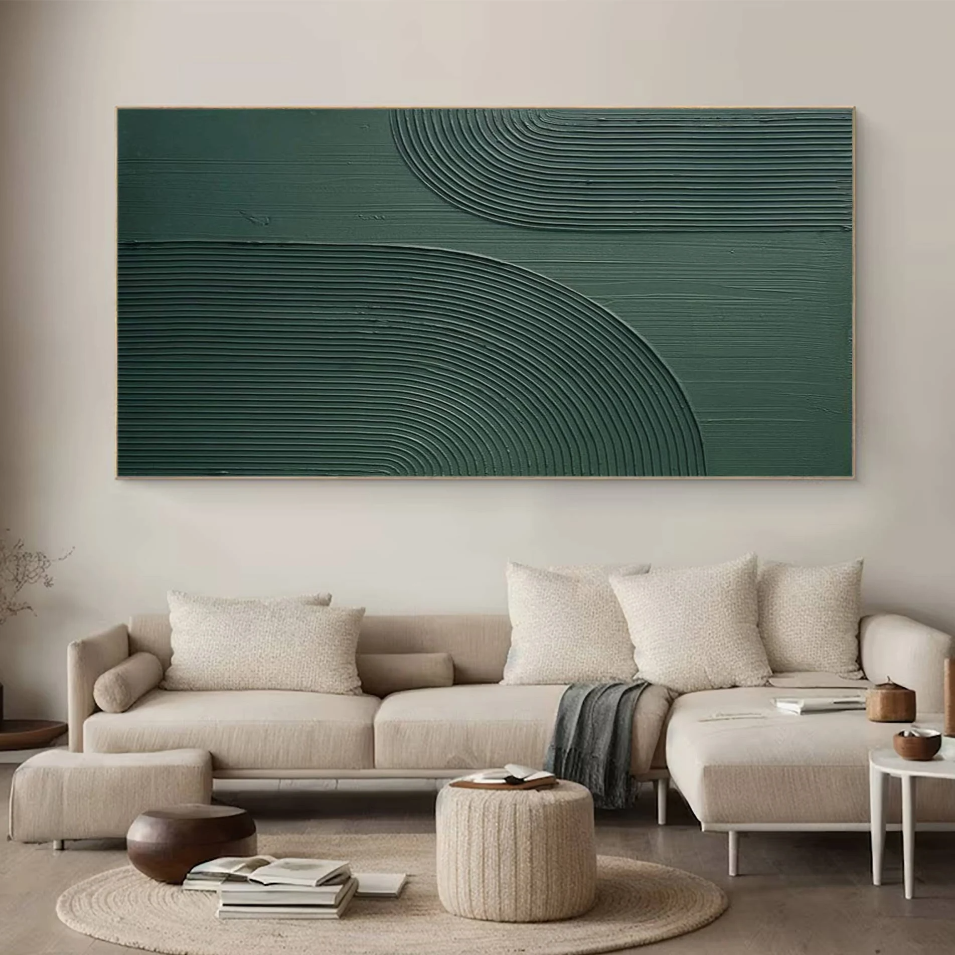 Wabi-sabi Art Green Minimalist Plaster Art Green Abstract Texture Painting Green Wall Decor Plaster Texture Wall Art Minimalist Art Green 3D Oil  Plaster Wall Art On Canvas