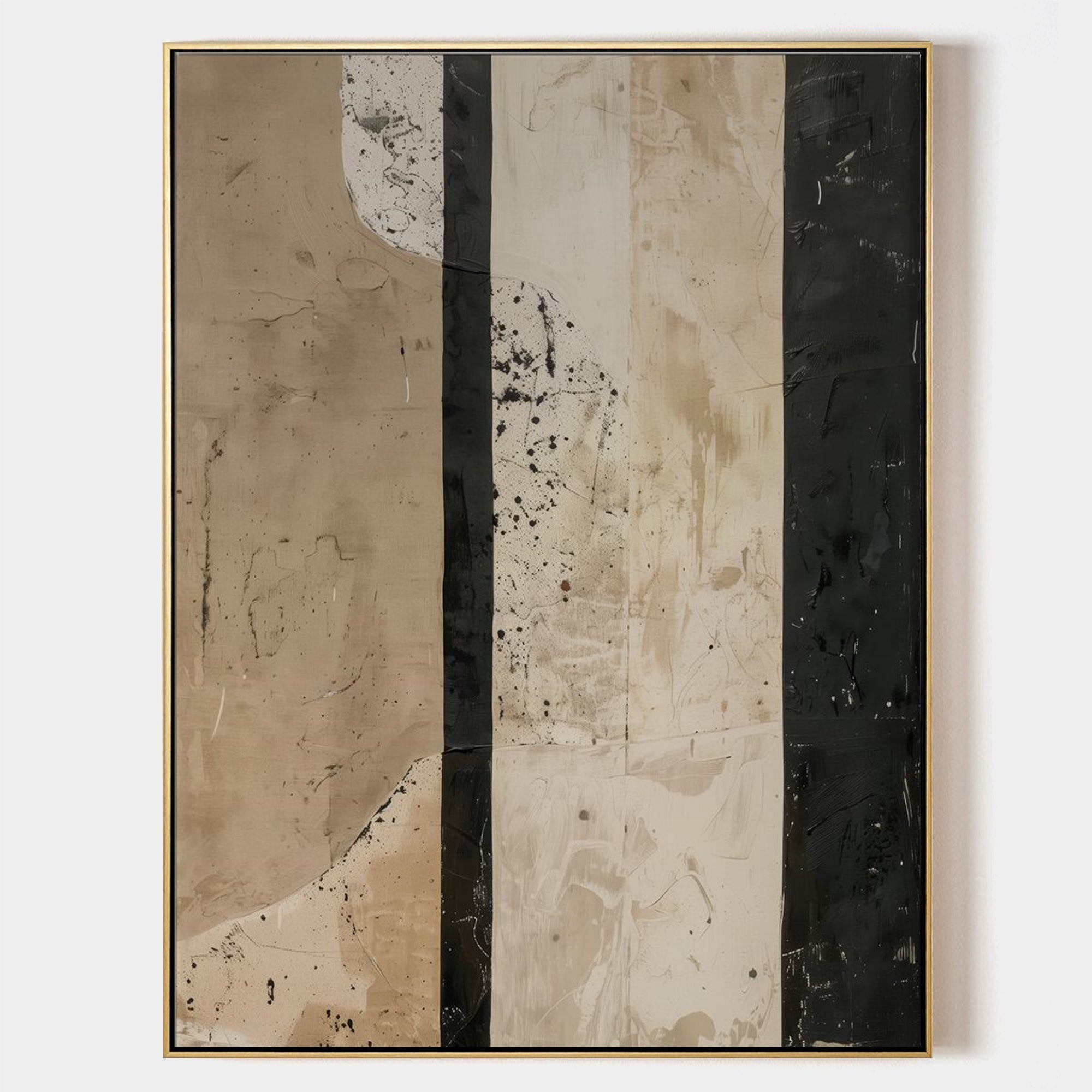 Wabi-sabi Art Brown Minimalist Plaster Art Black Abstract Texture Painting Beige Wall Decor Plaster Texture Wall Art Minimalist Art Brown 3D Oil  Plaster Wall Art On Canvas