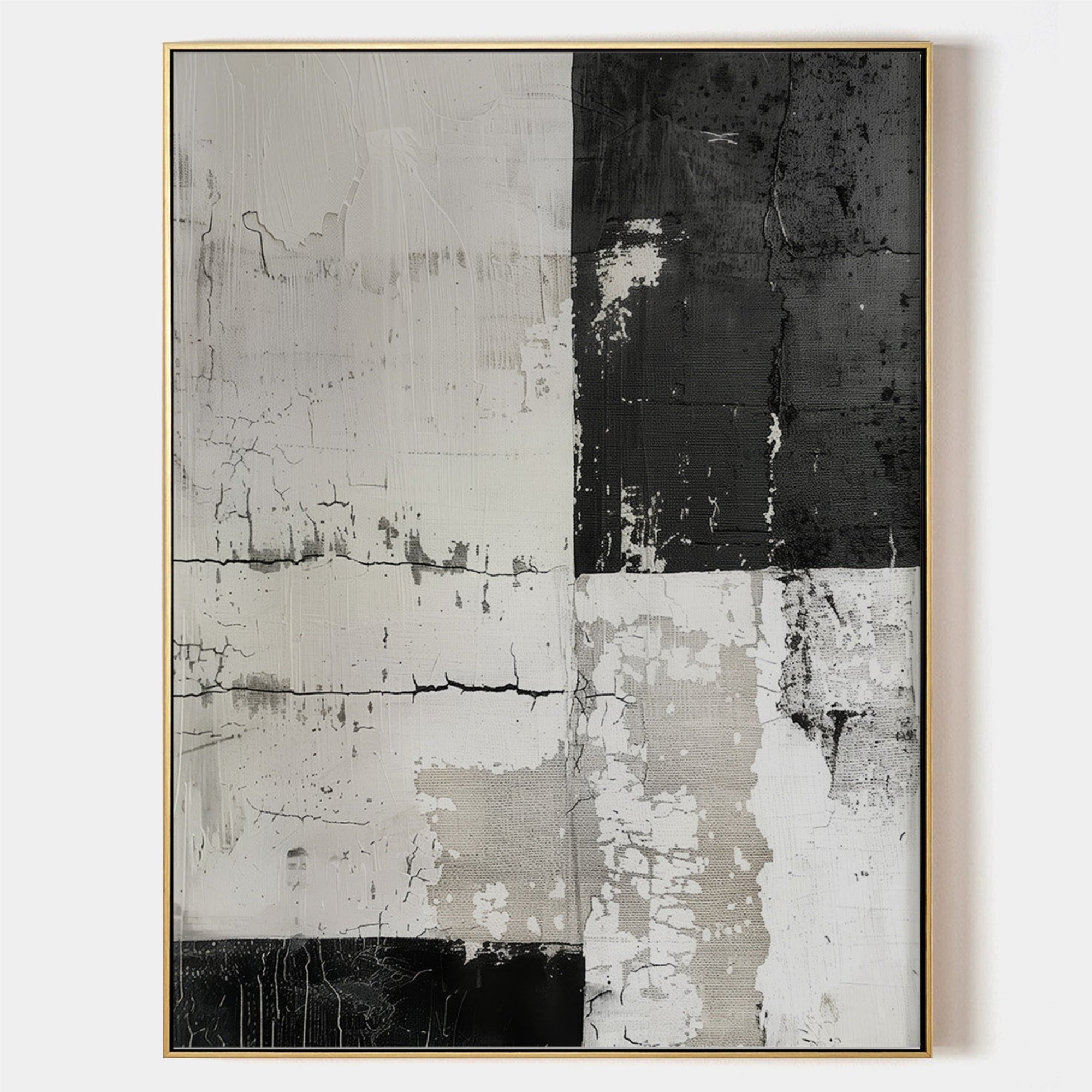 Wabi-sabi Art Beige Minimalist Plaster Art Black Abstract Texture Painting Beige Wall Decor Plaster Texture Wall Art Minimalist Art Brown 3D Oil  Plaster Wall Art On Canvas